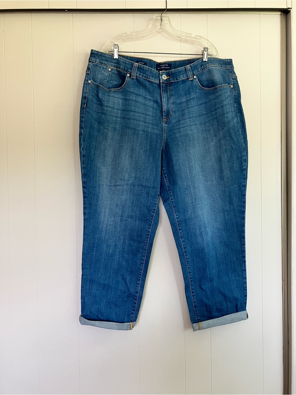 NWT Talbots Simply Flattering Boyfriend Jeans Womens 22W Medium Wash Denim